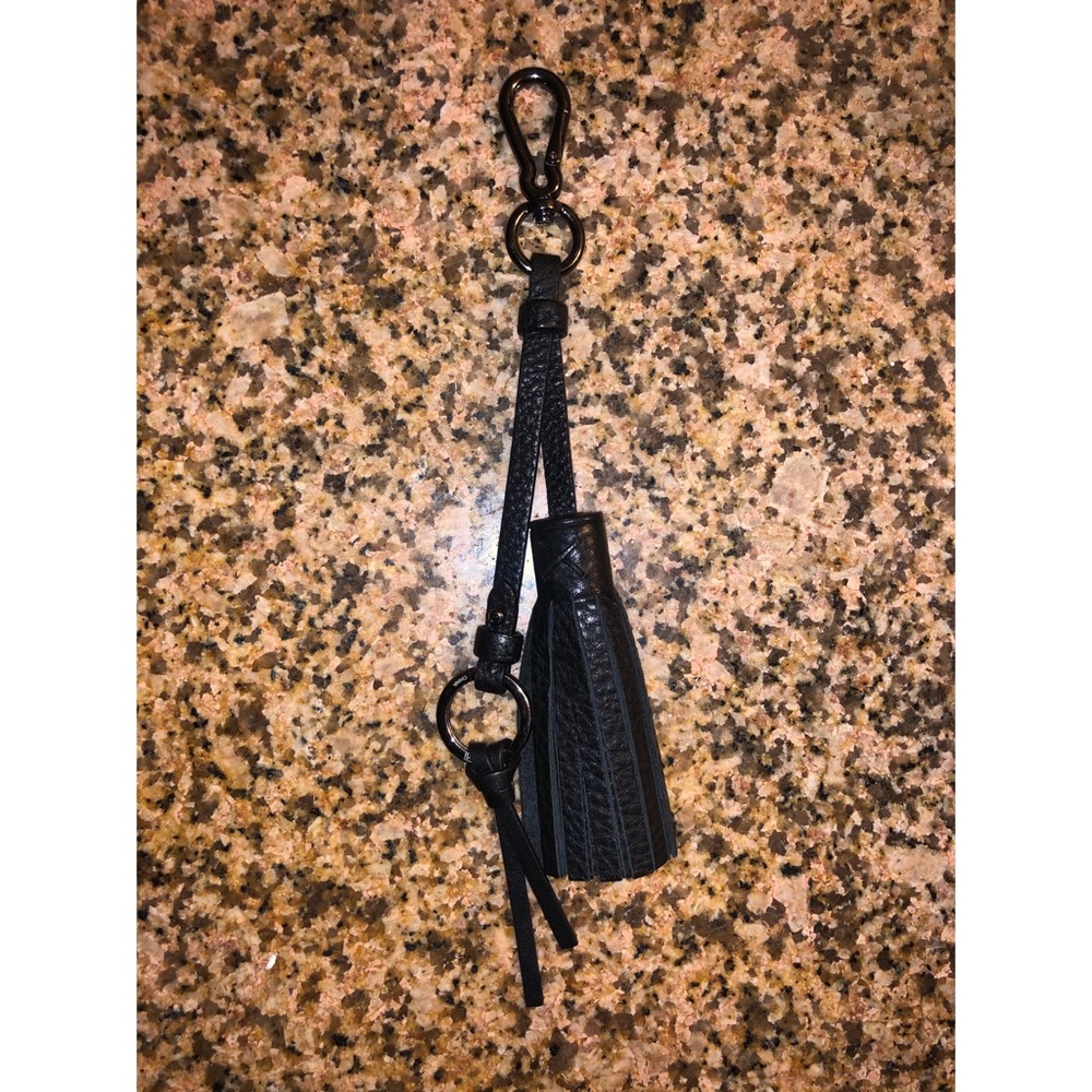 Tumi Leather Tassle Keychain Black
